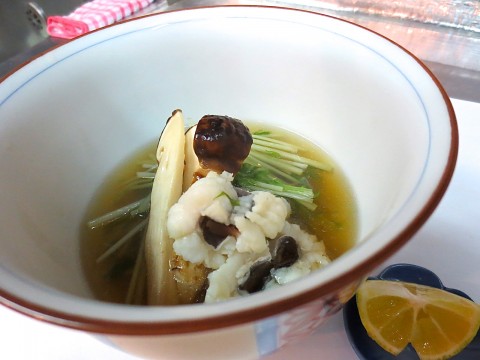 松茸と水菜と地とりあっさり煮
