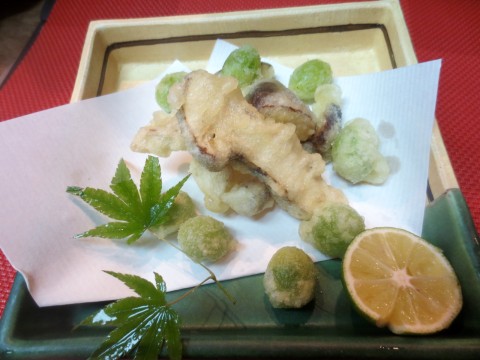 松茸と銀杏天ぷら