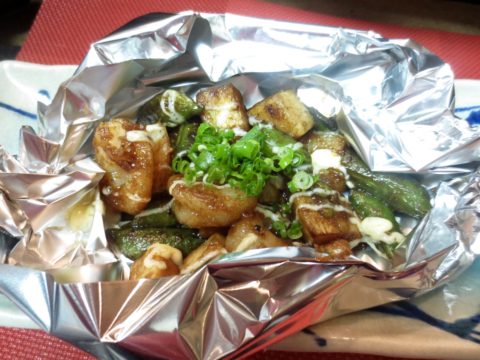 海老、春野菜味噌マヨ焼き