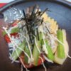 竹の子、トマト、アスパラしらすのせサラダ