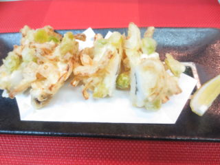 鱧、玉葱、銀杏かき揚げ