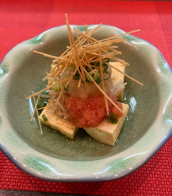 出し巻き玉子、明太おろし乗せ