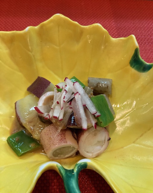 子持ちいか、さつま芋、平豆和え物