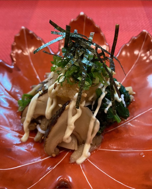 法蓮草、きのこ、しらす和え物