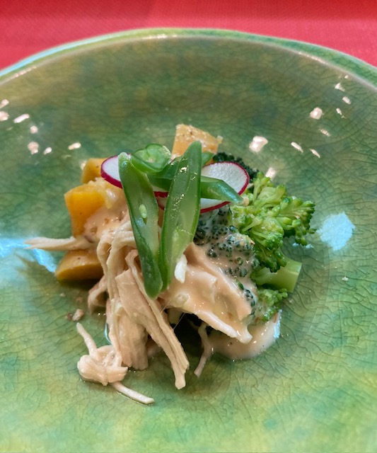 蒸しとり、さつま芋、ブロッコリー和え物